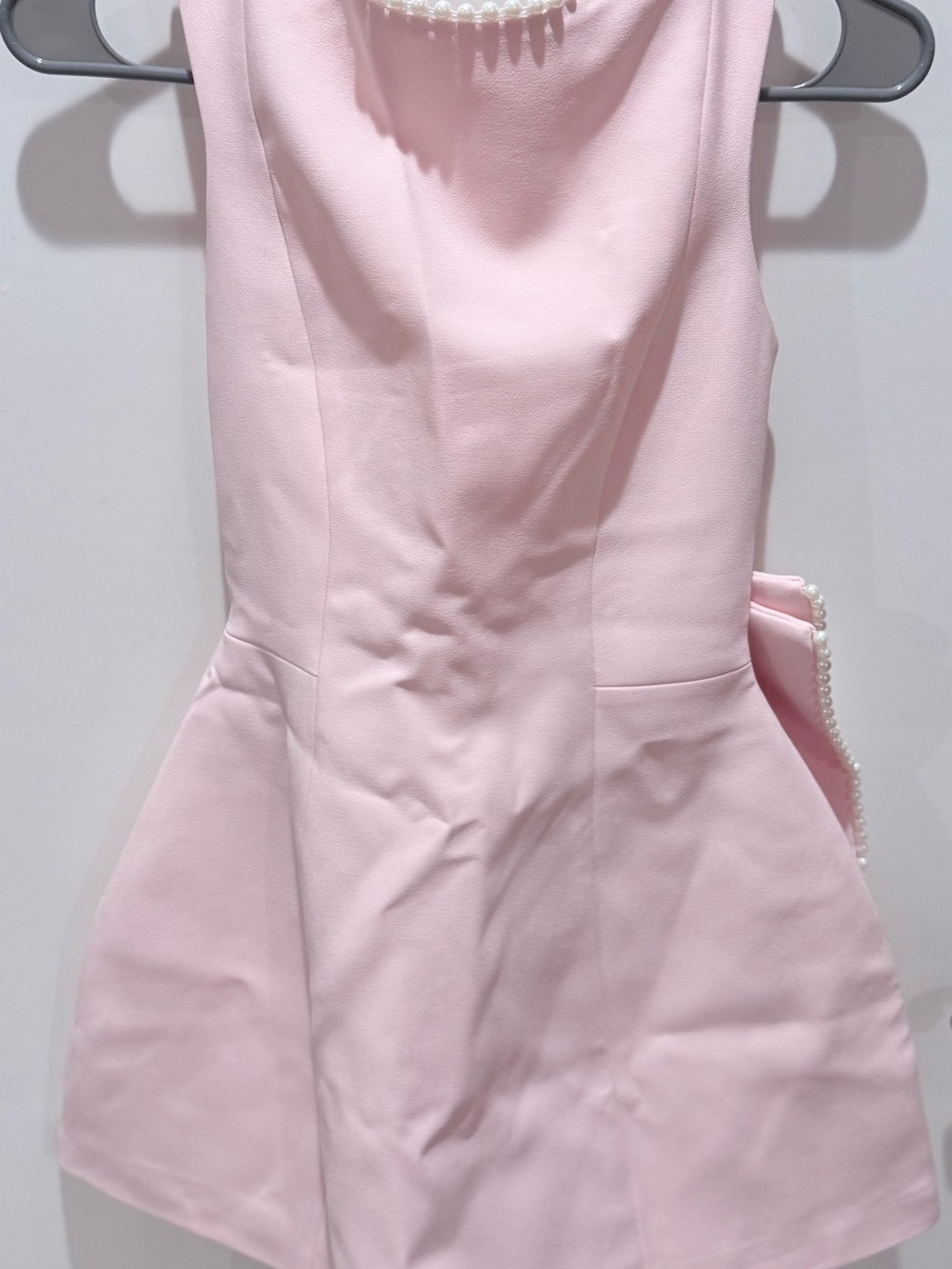 Baby boo Blush Pink Pearl-Trim Mini Dress